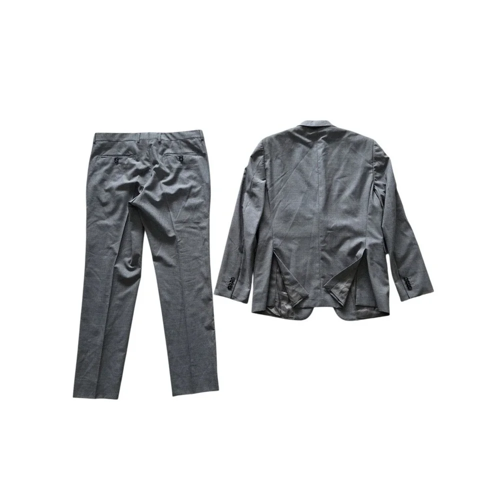 Z Zegna Mens 40R Gray 100% Wool Slim Fit Drop 7 Two Piece Suit Luxury Formal